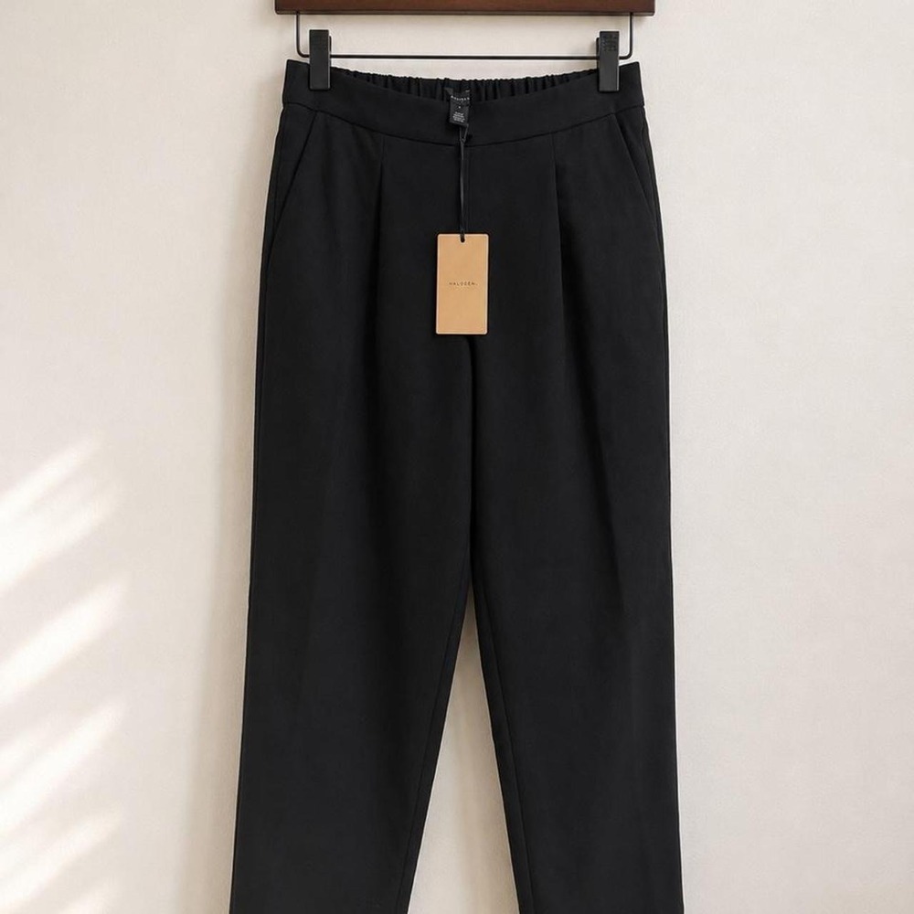 Halogen Black Pull on Ankle Pants Elastic Waistband Minimalist Career Small - Picture 1 of 4